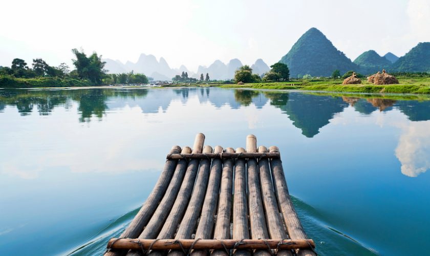 Bamboo rafting in Li River