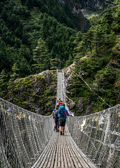 pont suspendu au Népal